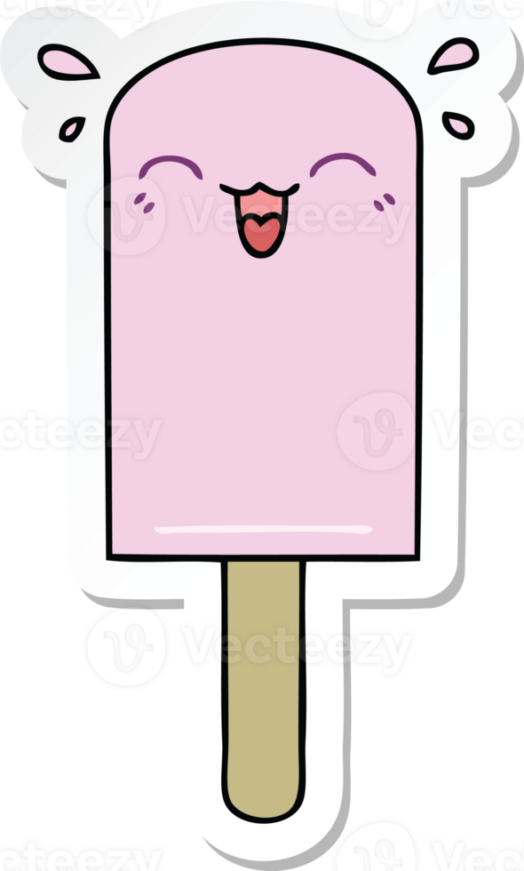 sticker of a quirky hand drawn cartoon ice lolly png