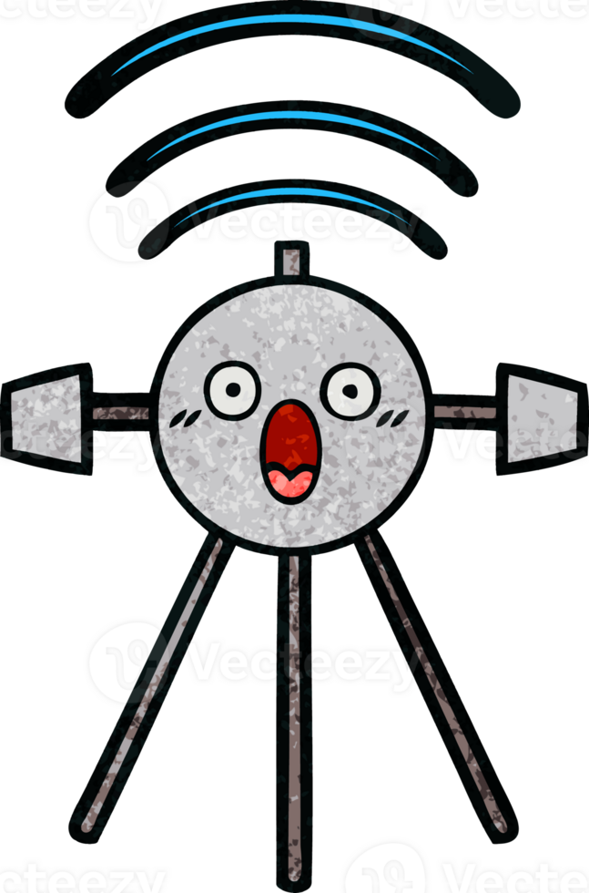 retro grunge texture cartoon of a satellite png