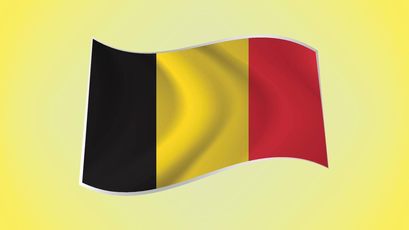 National Flag of Belgium - Waving National Flag of Belgium - Belgium Flag Illustration vector