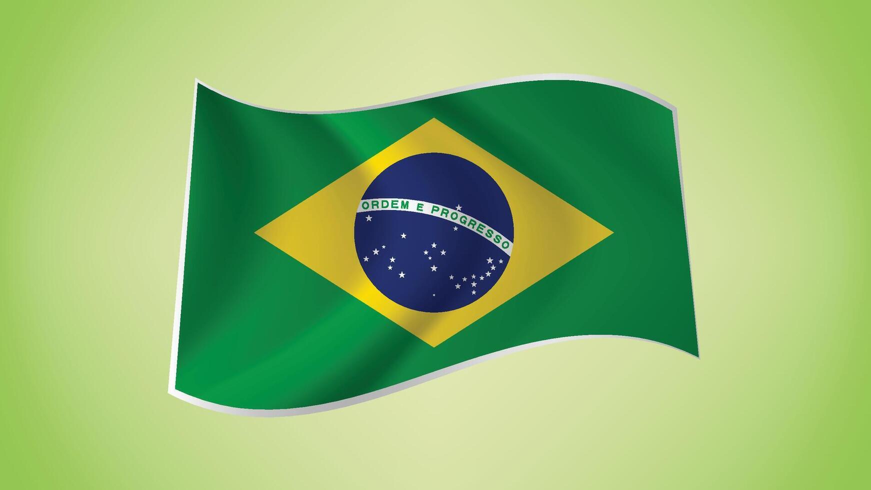 National Flag of Brazil - Waving National Flag of Brazil - Brazil Flag Illustration vector