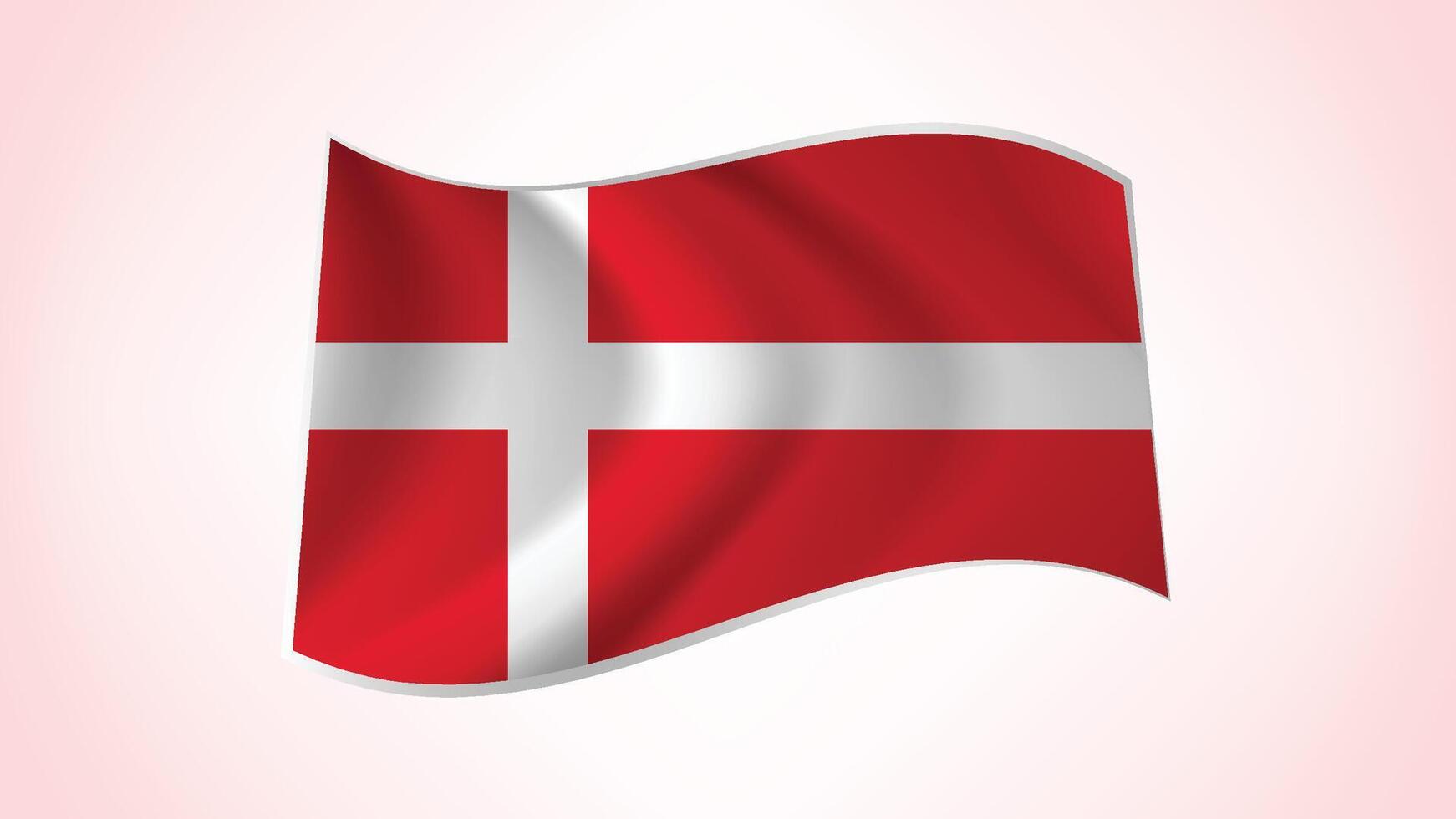 National Flag of Denmark - Waving National Flag of Denmark - Denmark Flag Illustration vector