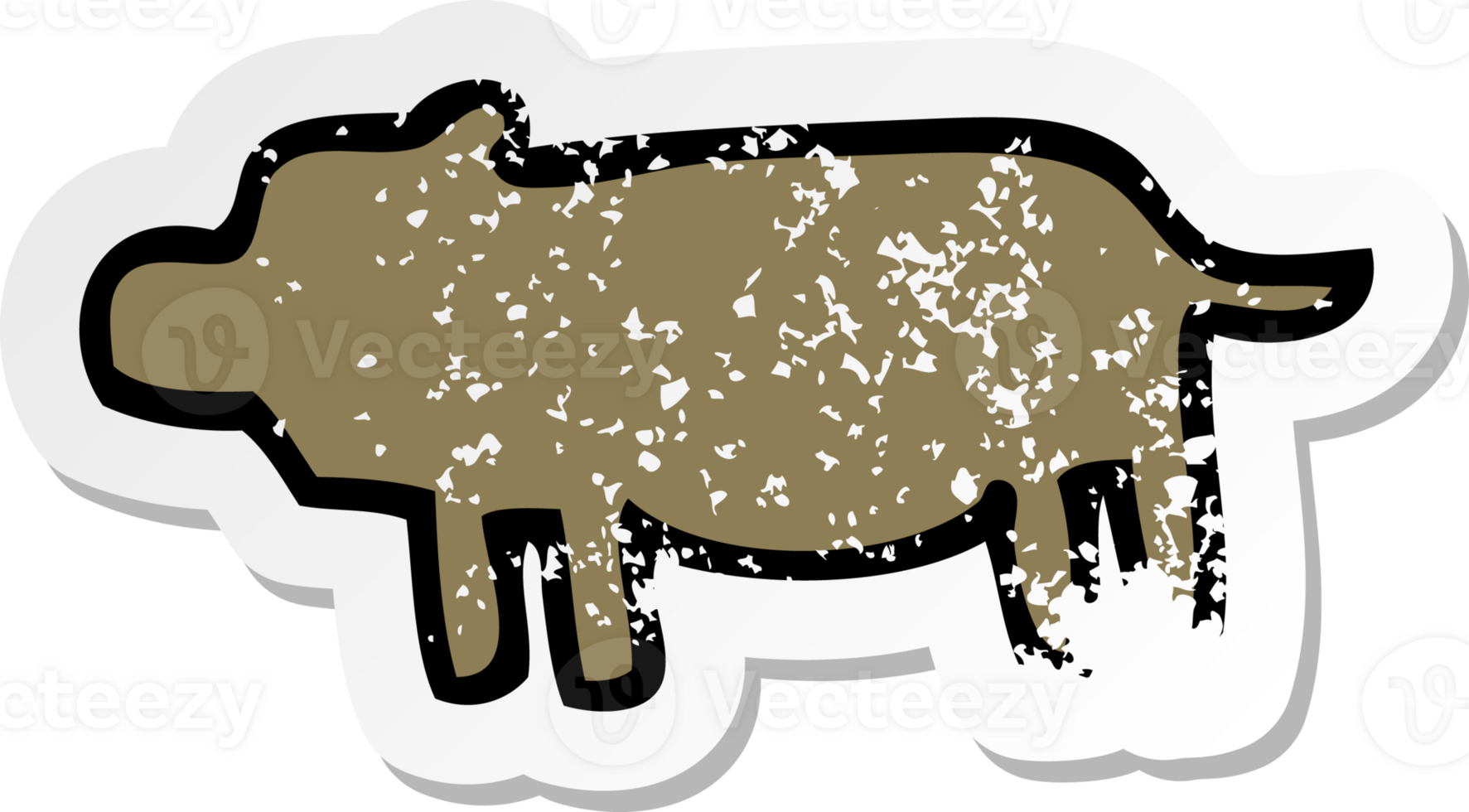 distressed sticker of a cartoon animal symbol png