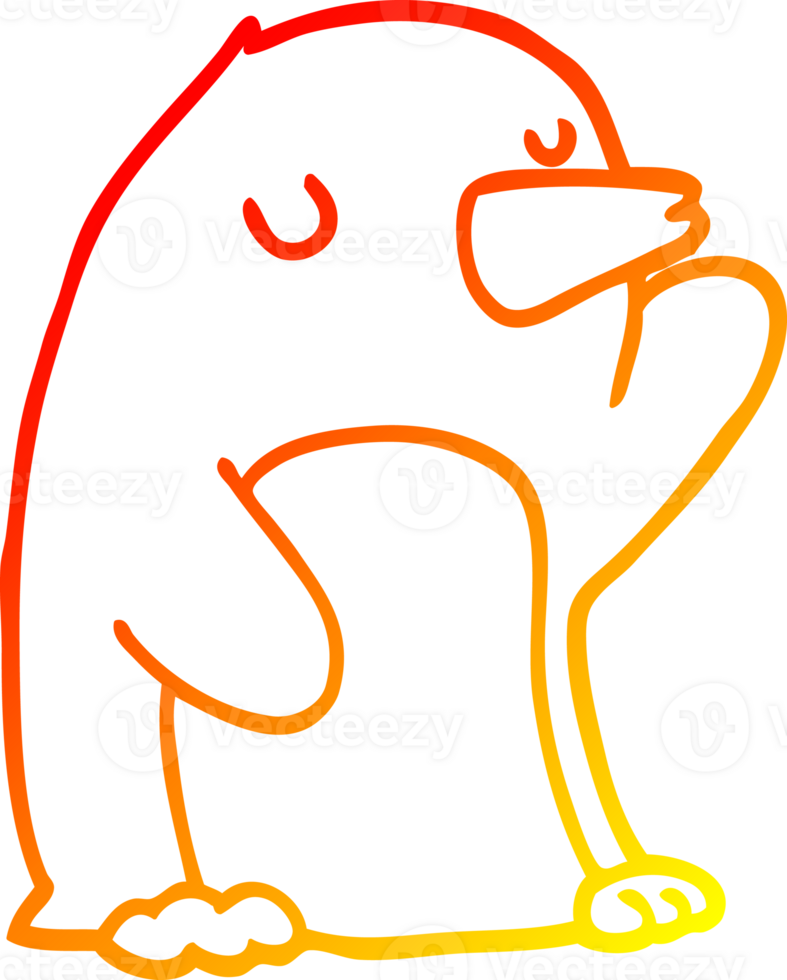 warm gradient line drawing of a cartoon penguin png