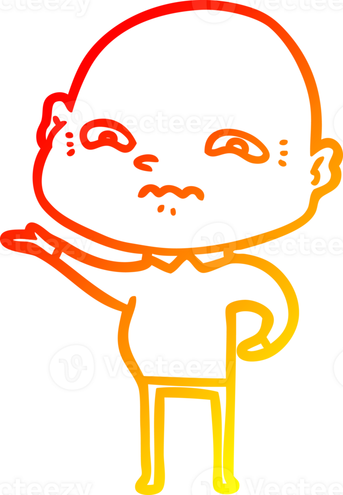 warm gradient line drawing of a cartoon nervous man png