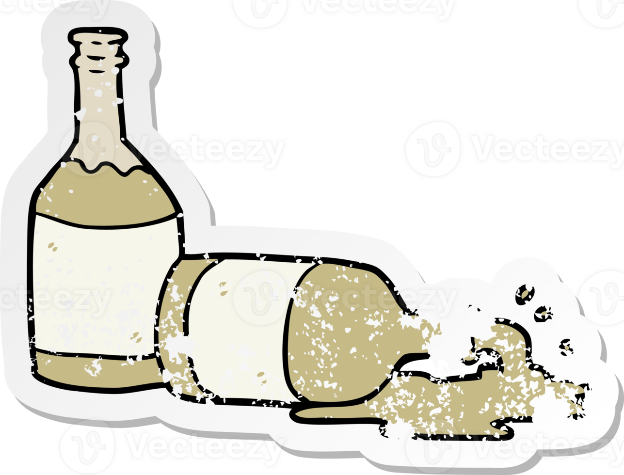 distressed sticker of a cartoon beer bottles png