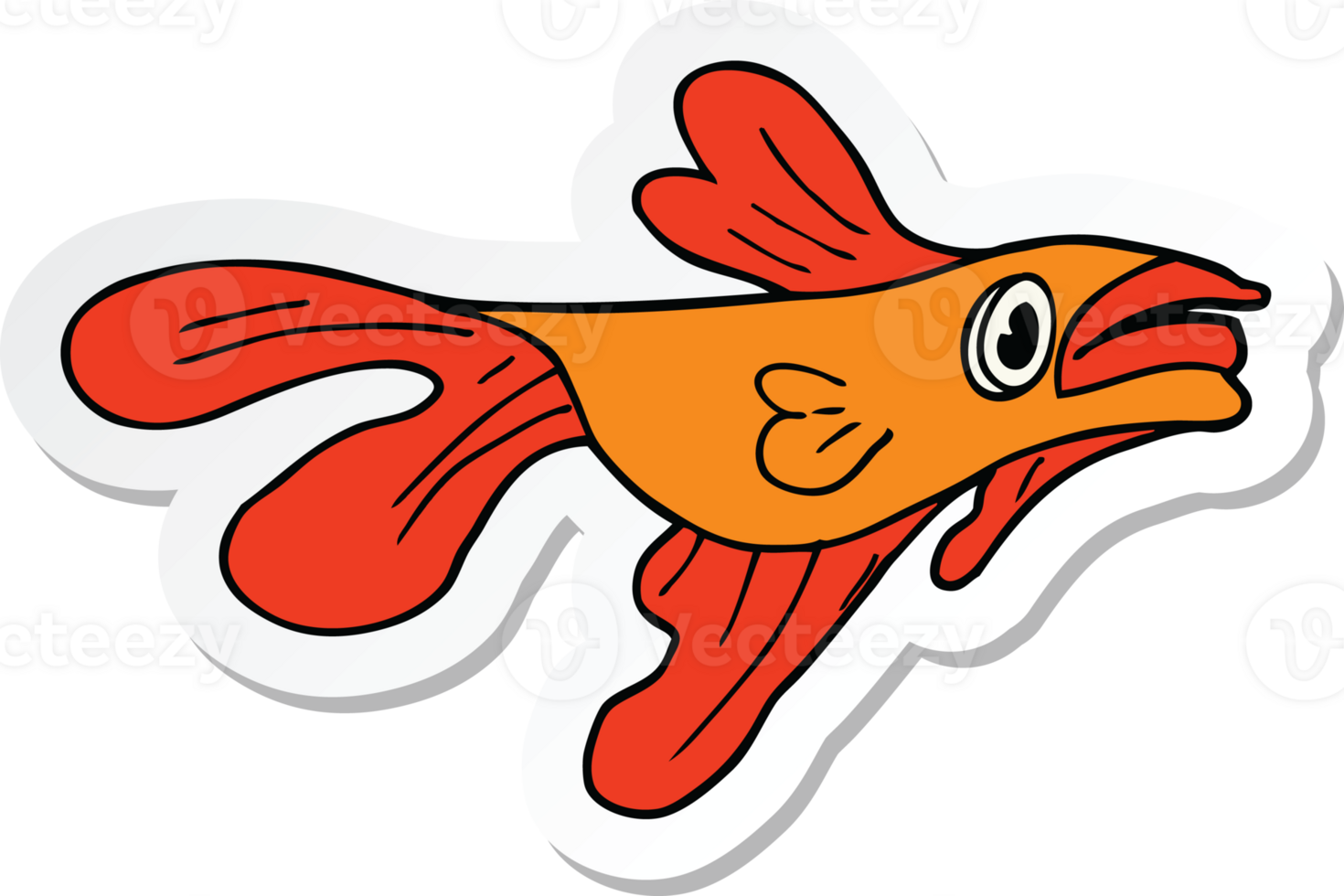 pegatina de un pez luchador de dibujos animados png