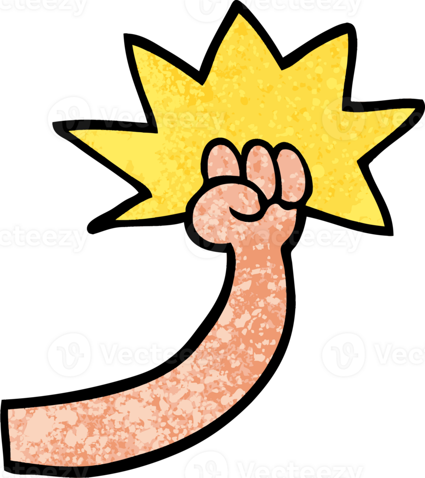 grunge textured illustration cartoon punching arm png