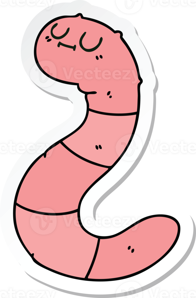 sticker of a quirky hand drawn cartoon worm png