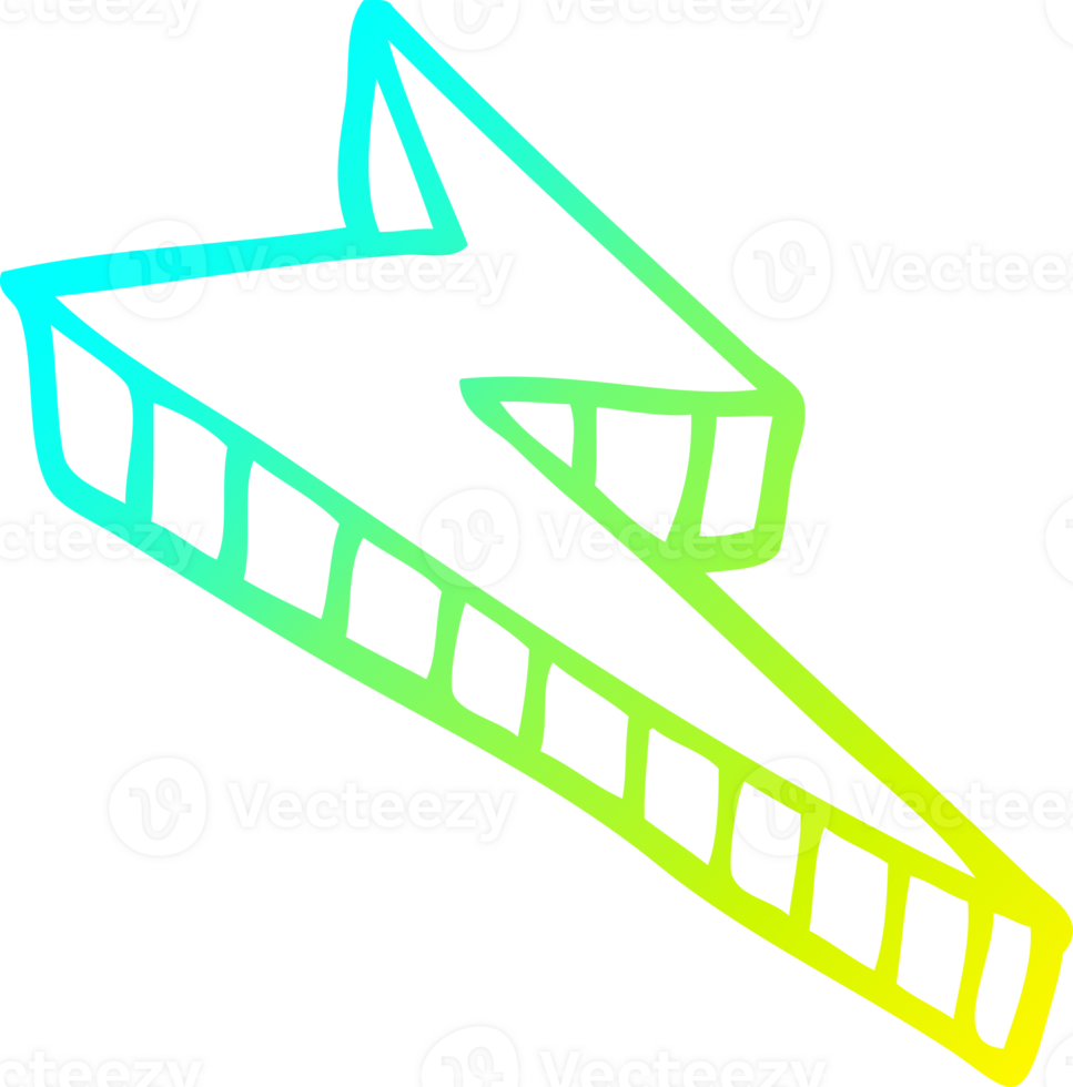 cold gradient line drawing of a cartoon decorative lightning bolt png