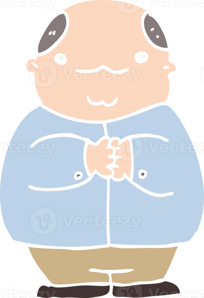 flat color style cartoon balding man png