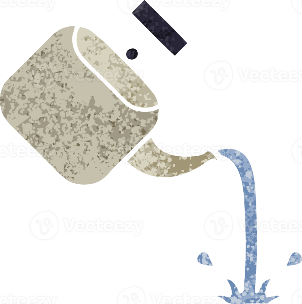 retro illustration style cartoon of a pouring kettle png