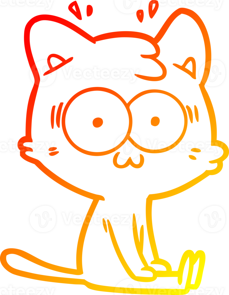 warm gradient line drawing of a cartoon surprised cat png