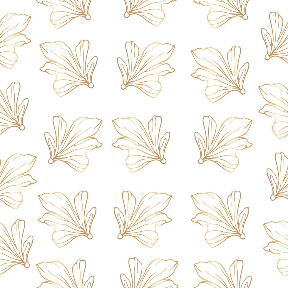 Elegant golden pattern. golden leaves on a white background. Card template, wedding invitation banner with spring flowers. Vector graphics