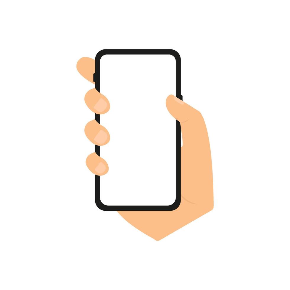 Hand holding the phone. Vector graphics