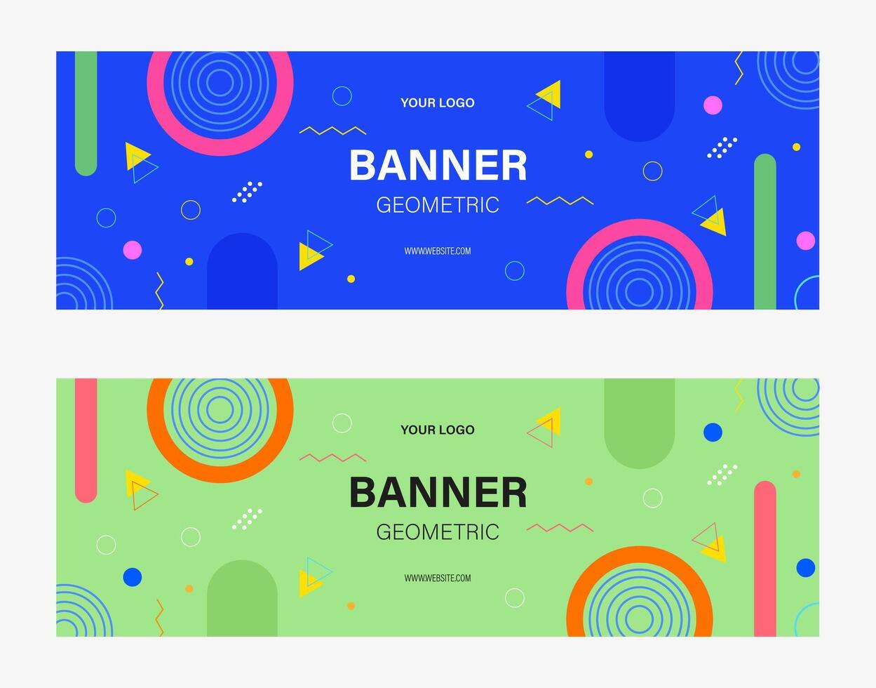 Set of bright modern geometric banners. Vector graphics in flat style