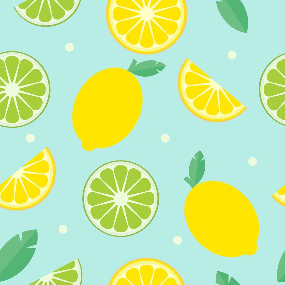 Pattern with lemons. Lemon slices. Vector graphics