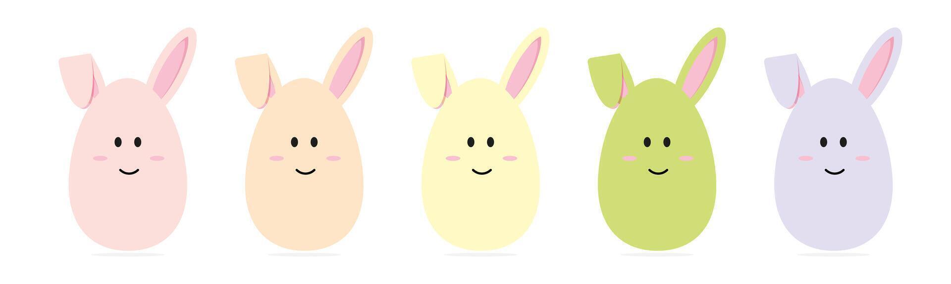 Set of Easter eggs with ears. Easter eggs. Easter set. Vector graphics