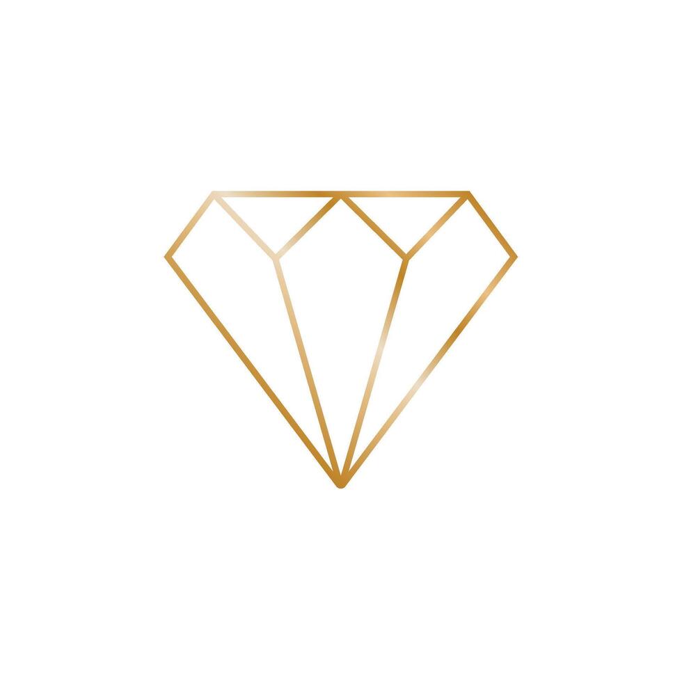 Elegant Golden Diamond Outline on White Background. Vector graphics