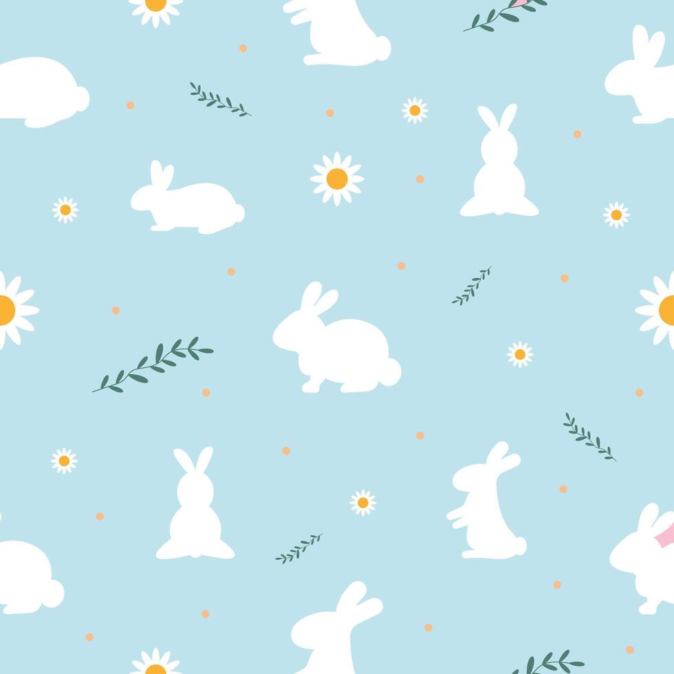 Pattern with Easter bunnies. Vector graphics in cartoon style