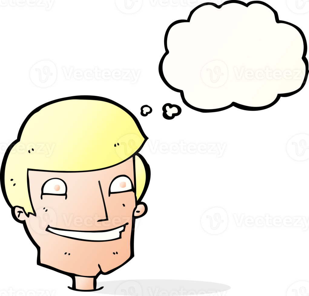 cartoon grinning man with thought bubble png