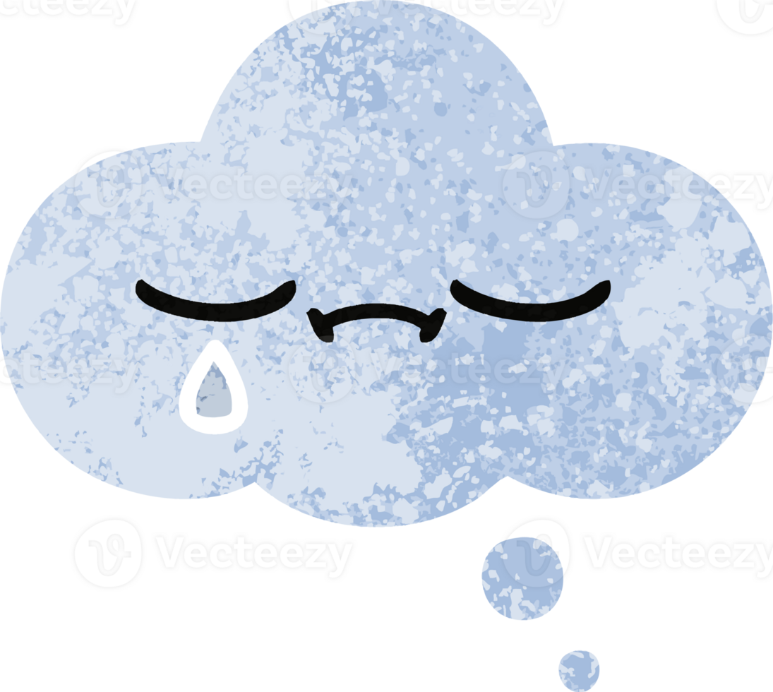 retro illustration style cartoon of a thought bubble png