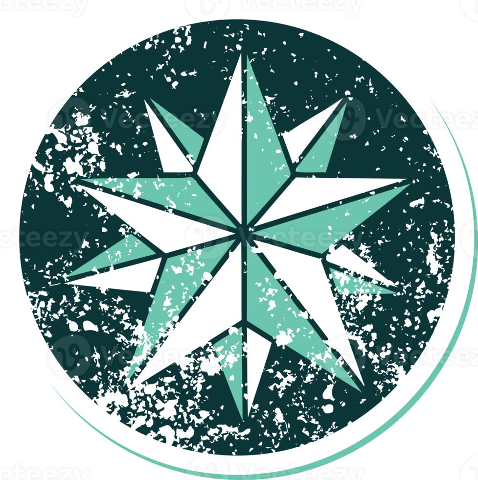 iconic distressed sticker tattoo style image of a star png