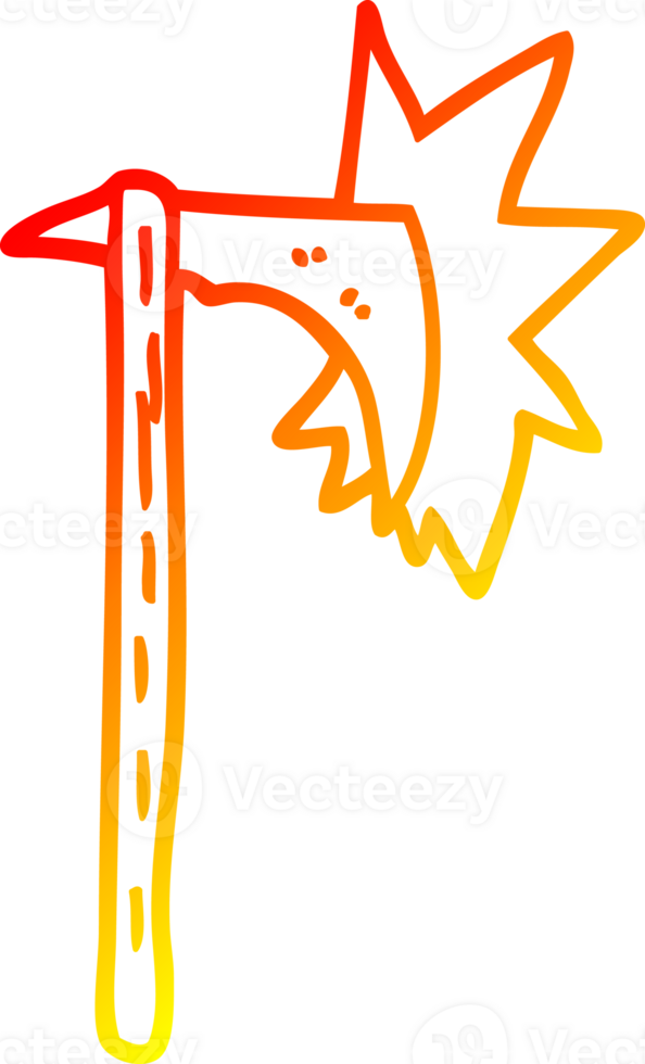 warm gradient line drawing of a cartoon sharp axe png