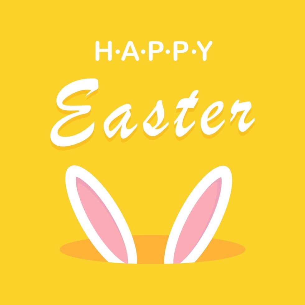 Happy Easter card with rabbit ears vector illustration in cartoon style