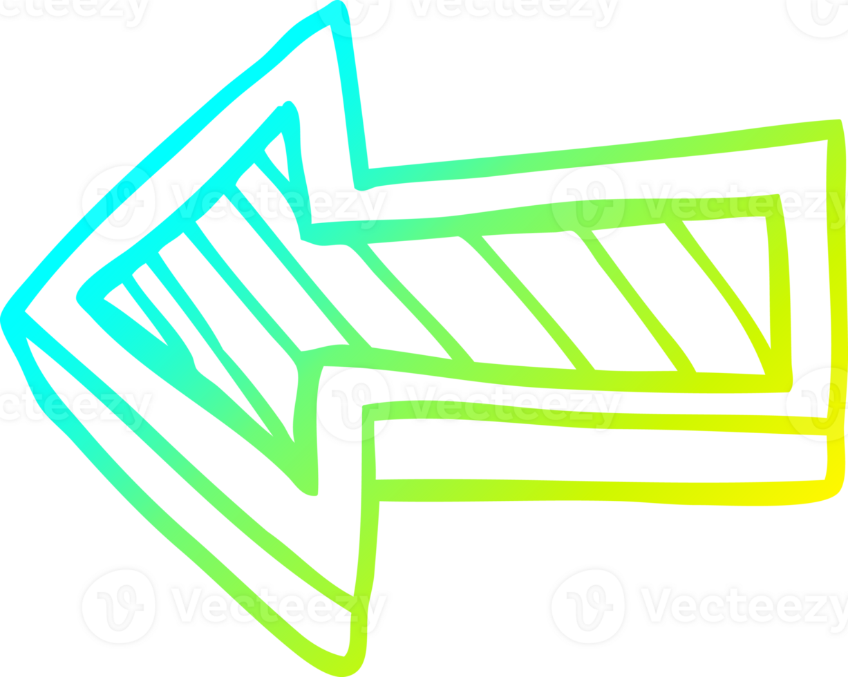 cold gradient line drawing of a cartoon directing arrow png