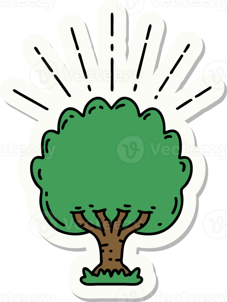 sticker of a tattoo style tree png