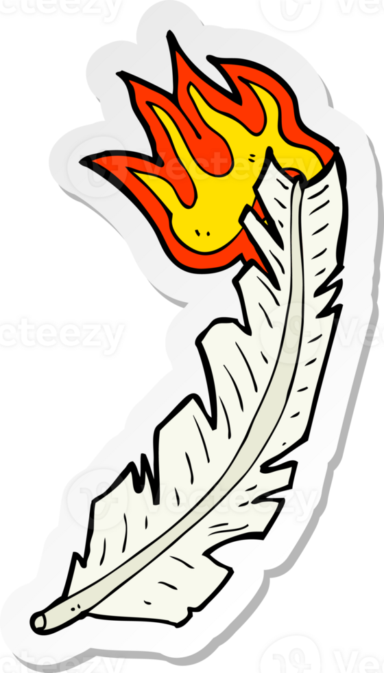 sticker of a cartoon burning feather png
