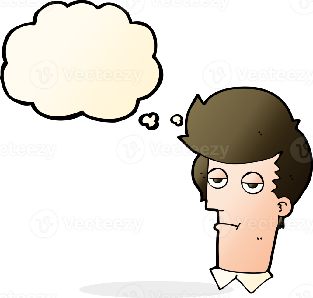 cartoon bored man with thought bubble png