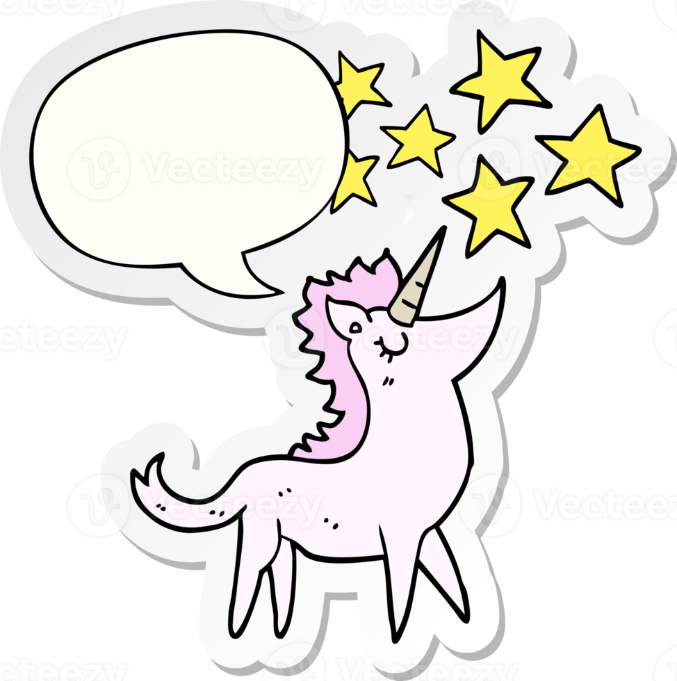 cartoon unicorn with speech bubble sticker png
