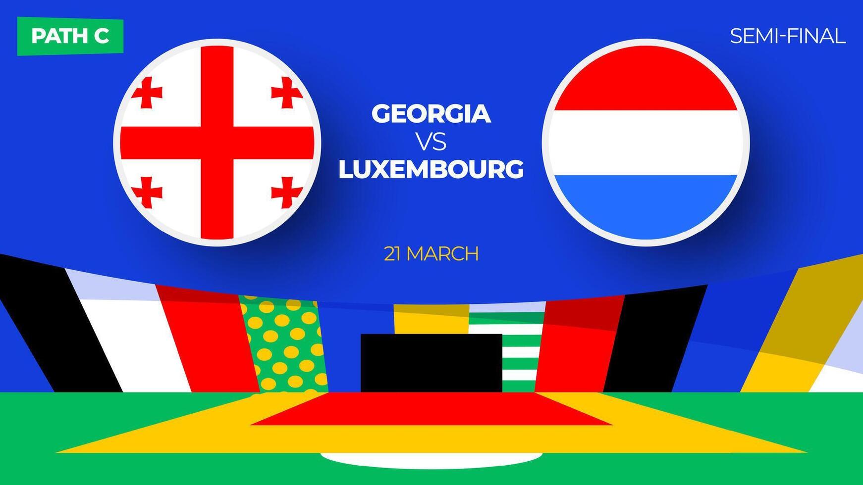 Georgia vs Luxemburgo fútbol americano 2024 fósforo. fútbol americano 2024 eliminatoria campeonato partido versus equipos introducción deporte fondo, campeonato competencia final póster, plano estilo vector ilustración