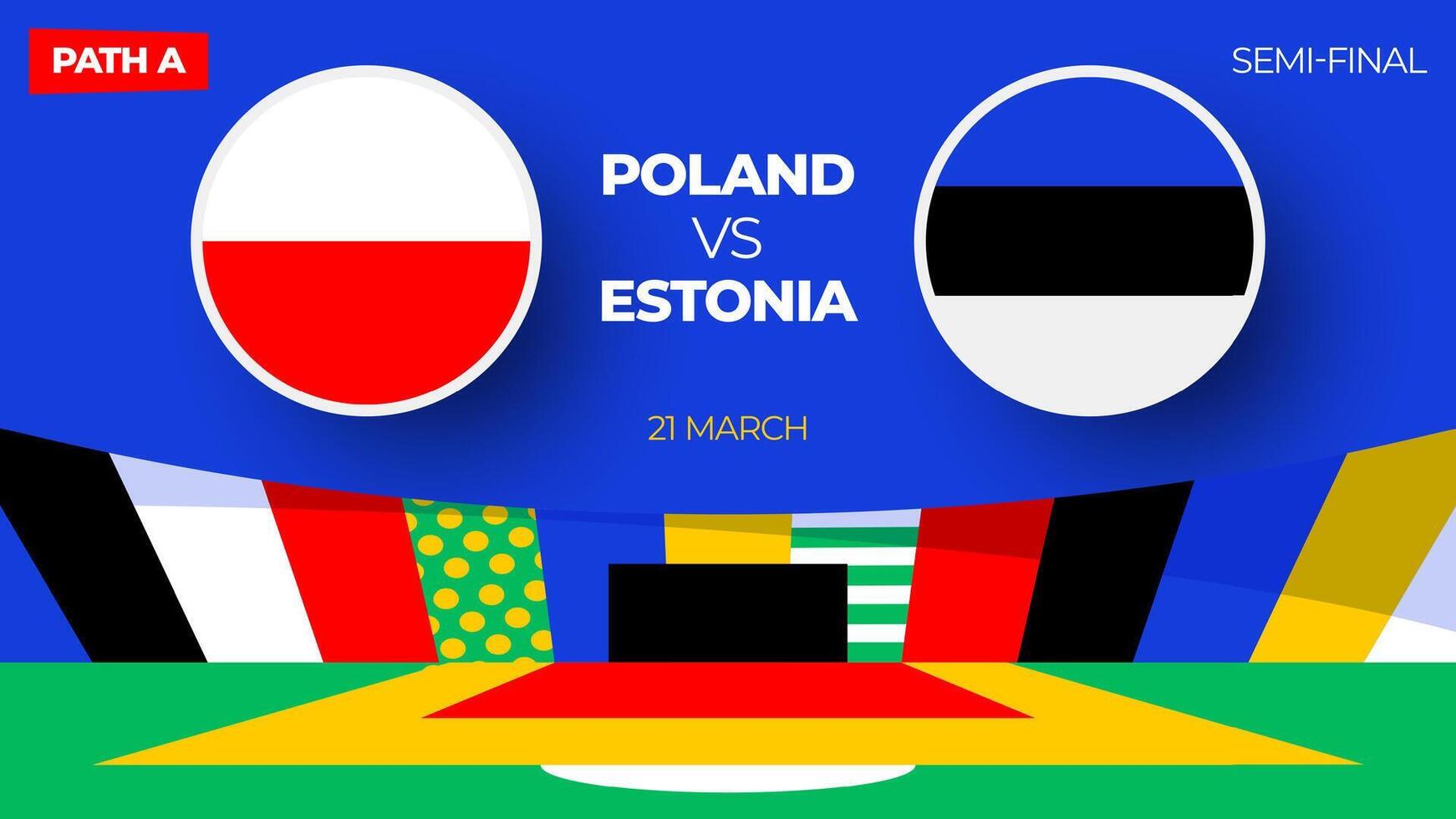 Polonia vs Estonia fútbol americano 2024 fósforo. fútbol americano 2024 eliminatoria campeonato partido versus equipos introducción deporte fondo, campeonato competencia final póster, plano estilo vector ilustración