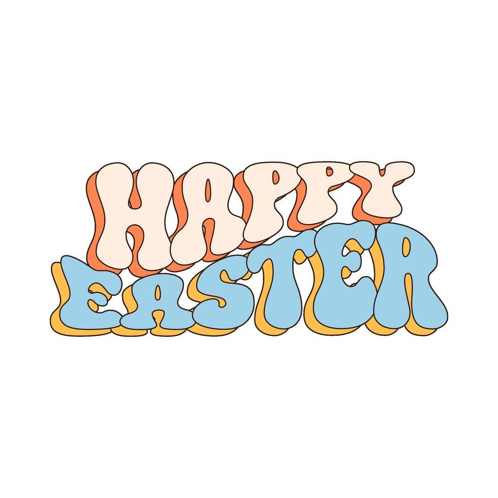 happy easter retro groovy icon. happy easter flat vector illustration icon