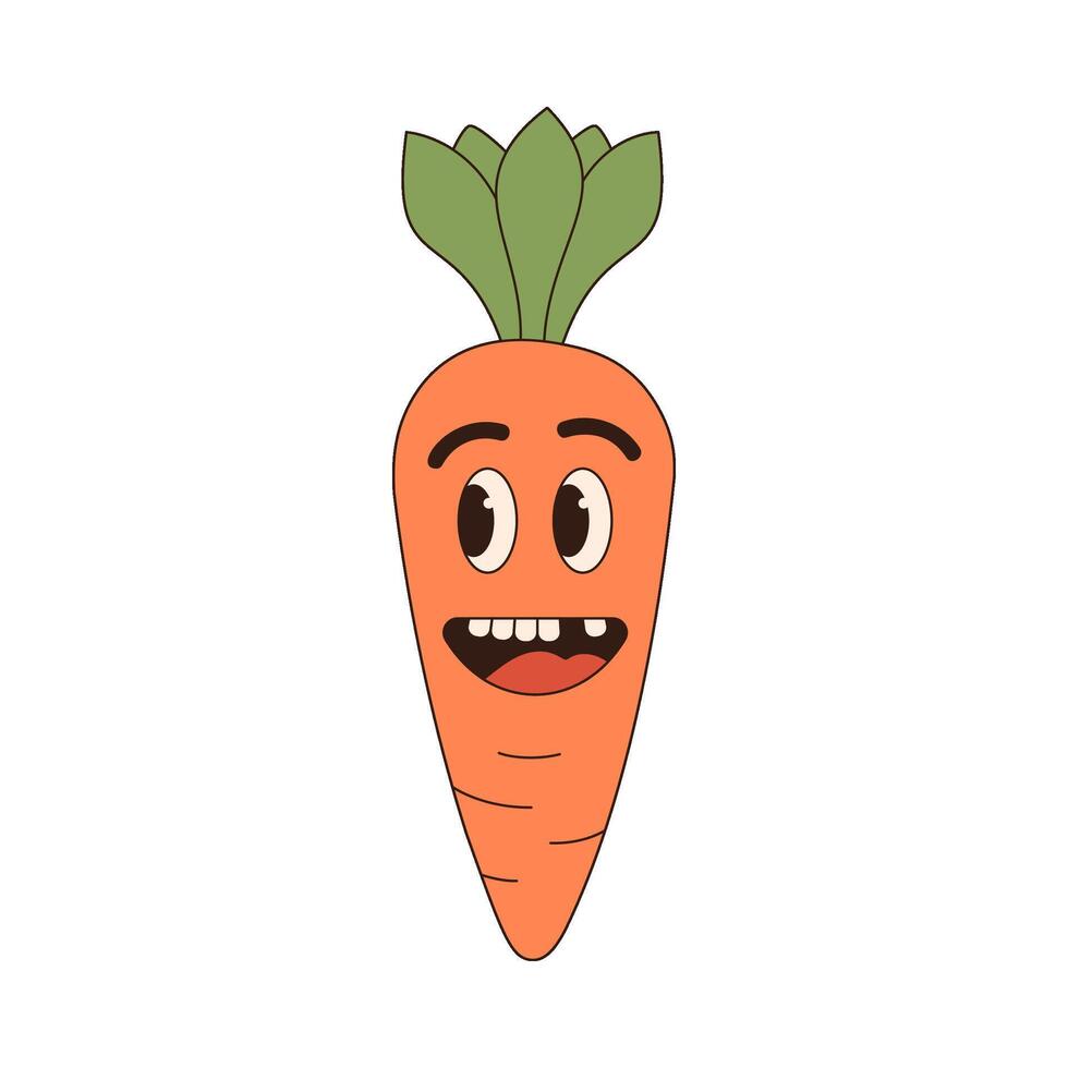 carrot retro groovy icon. happy easter flat vector illustration icon