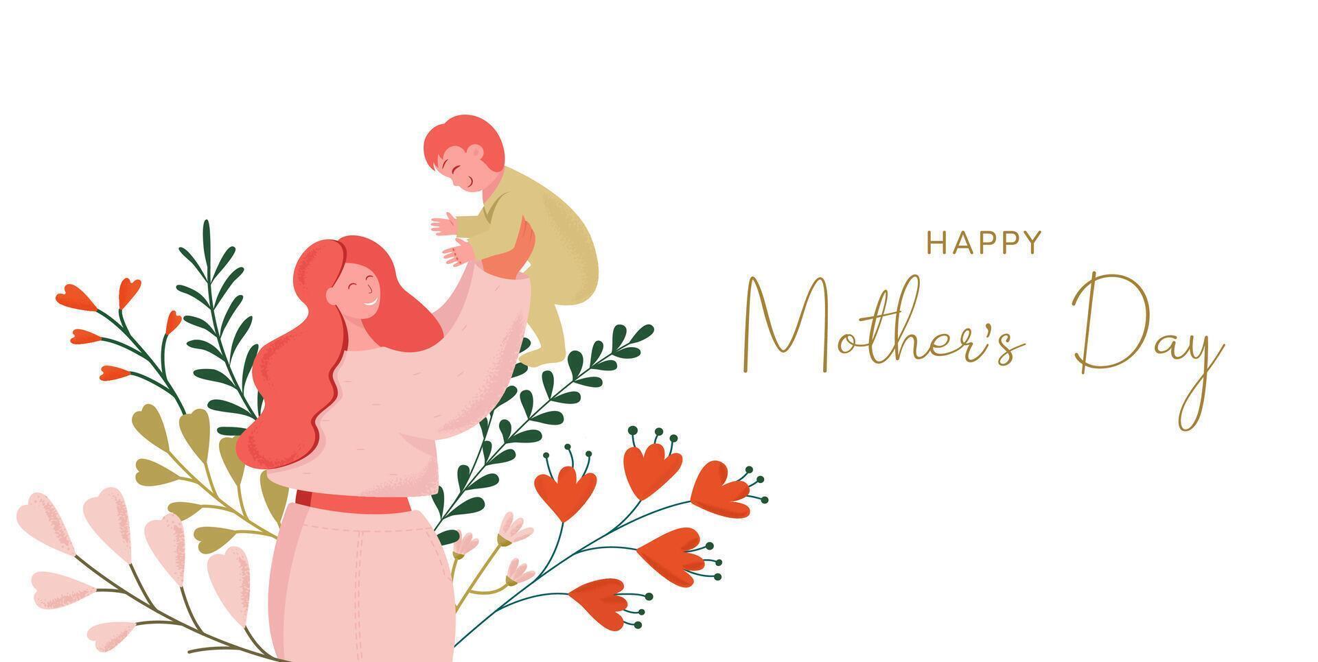 Mother's Day. Editable vector template for greeting card, poster, banner, invitation, social media post. Flat vector illustration