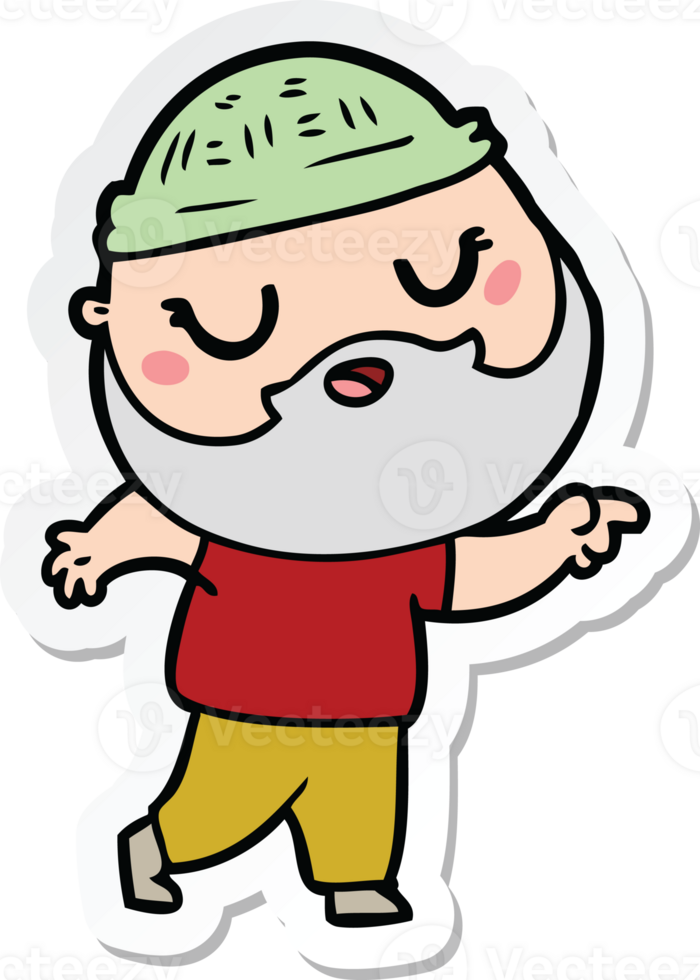 sticker of a cartoon man with beard png