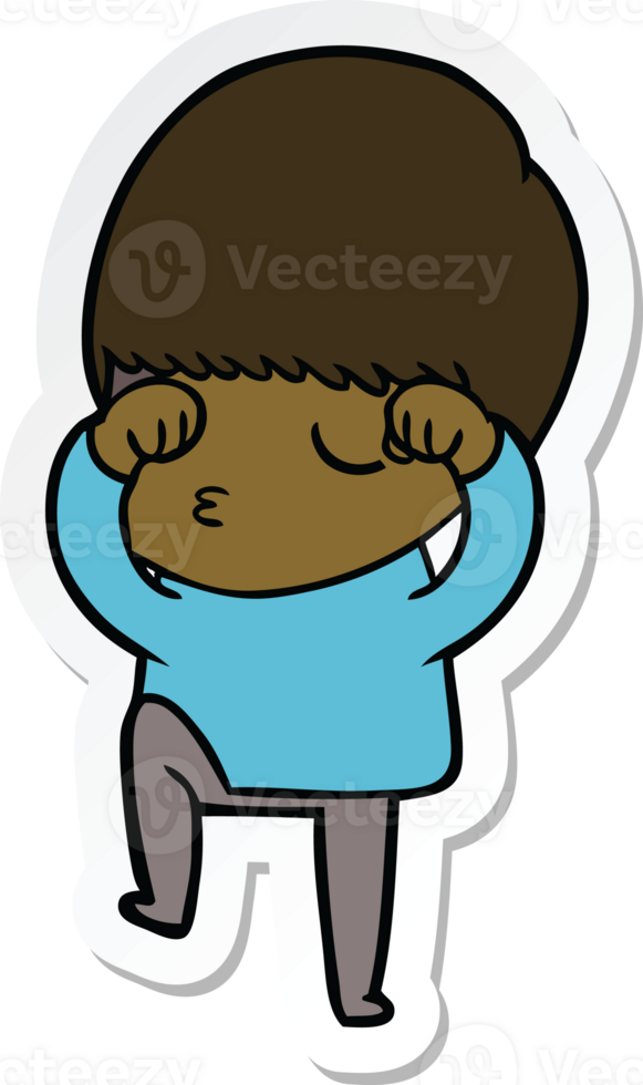 sticker of a cartoon calm boy png