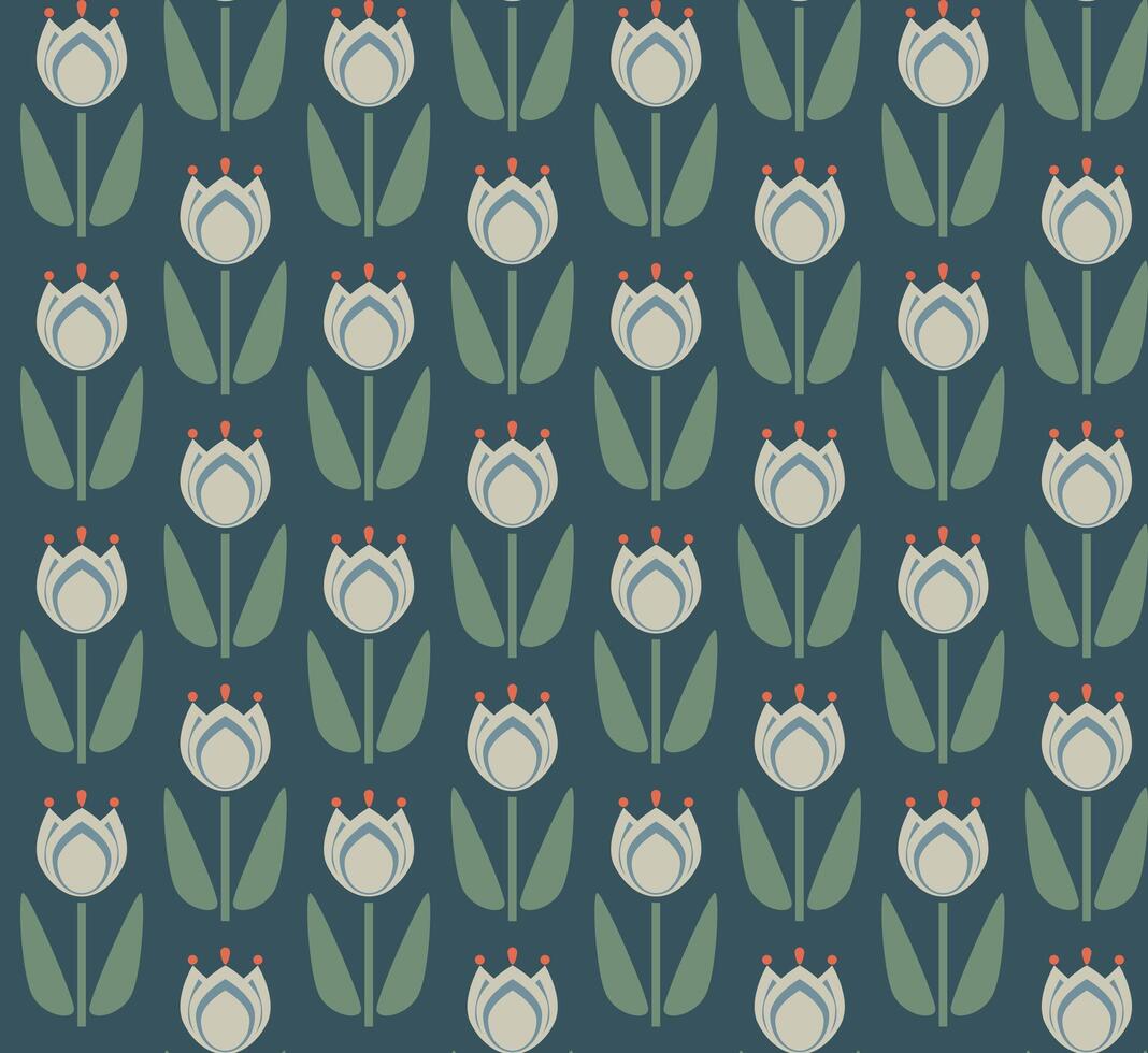 spring geometric seamless pattern with tulips vector illustration ...
