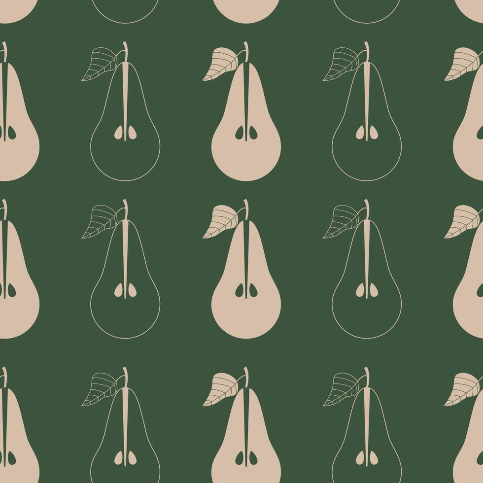 seamless pattern with pears on a green background vector illustration