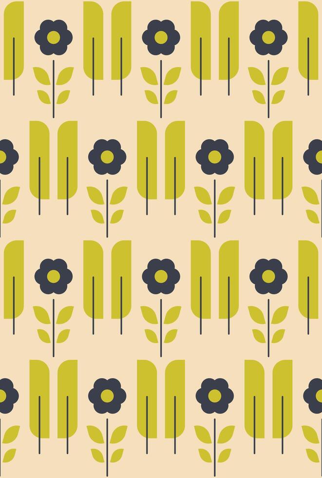 seamless pattern of bright green flowers vector