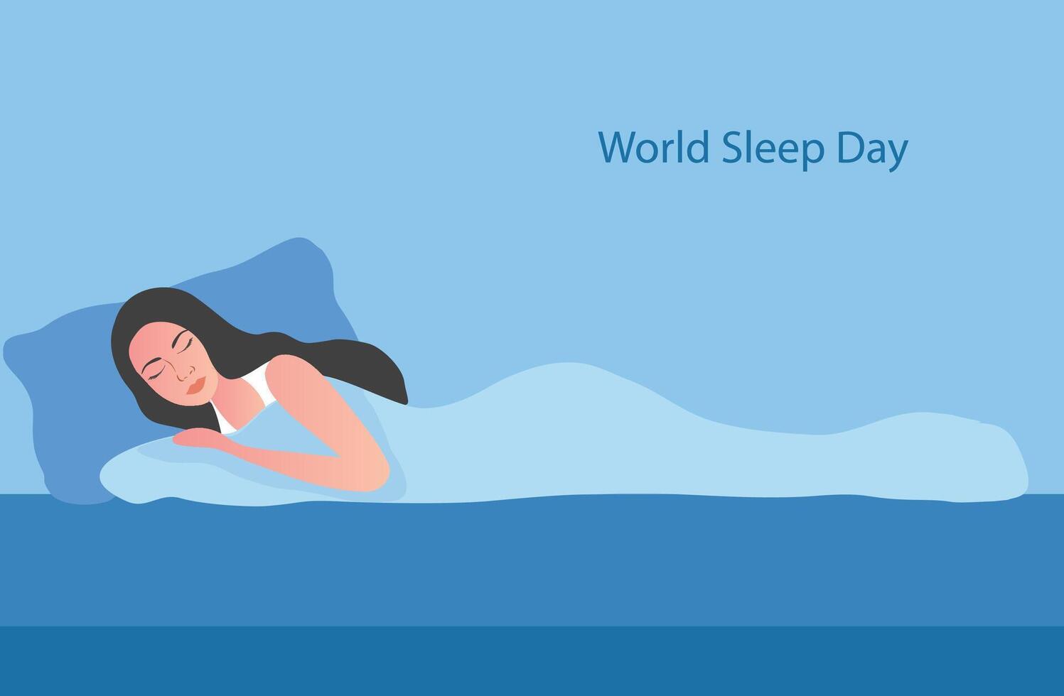 World sleep day concept, beautiful woman sleeping with good dream vector