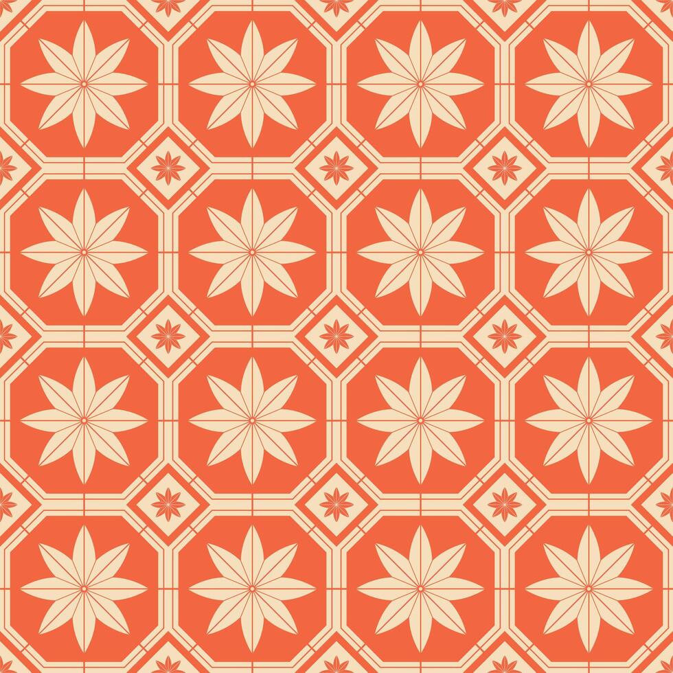 seamless geometric pattern of flowers vector
