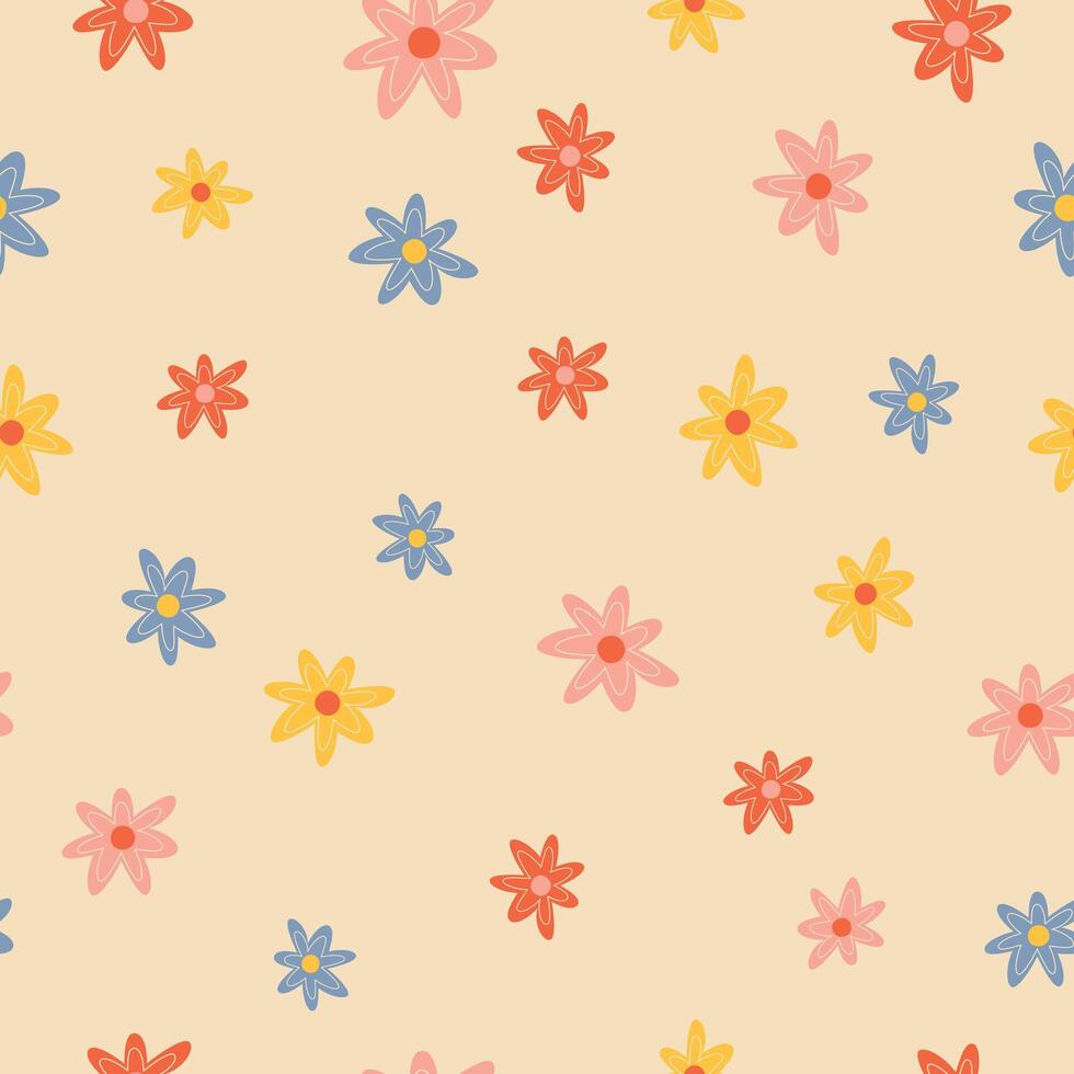 seamless pattern with small multicolored flowers vector