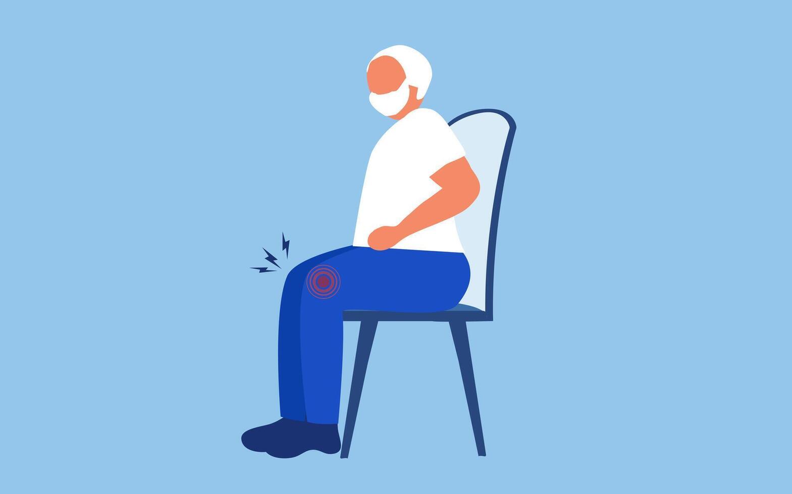 Elderly man suffering from pain in knee., tendon problems and Joint inflammation vector illustration