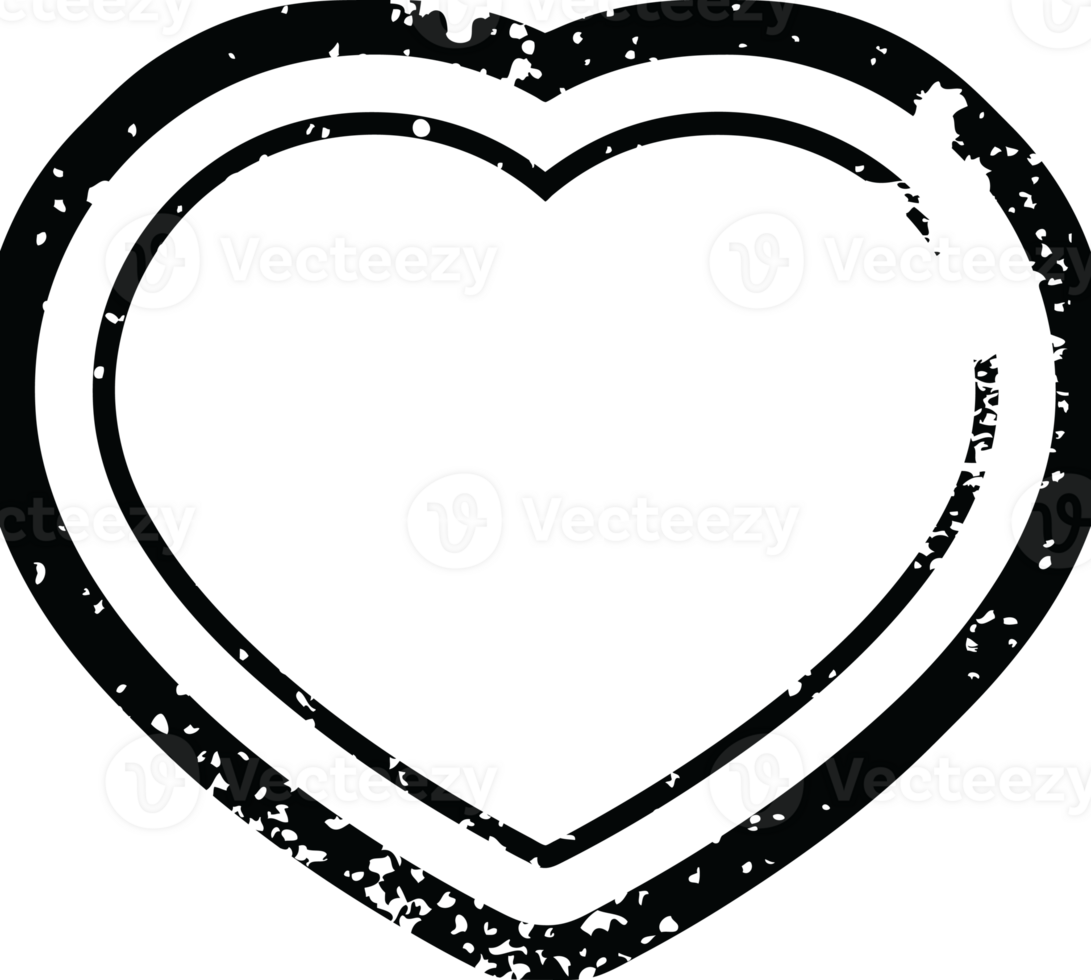 Distressed effect heart symbol graphic   illustration icon png