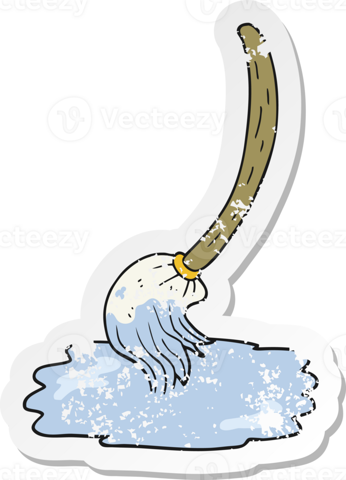 retro distressed sticker of a cartoon mop png