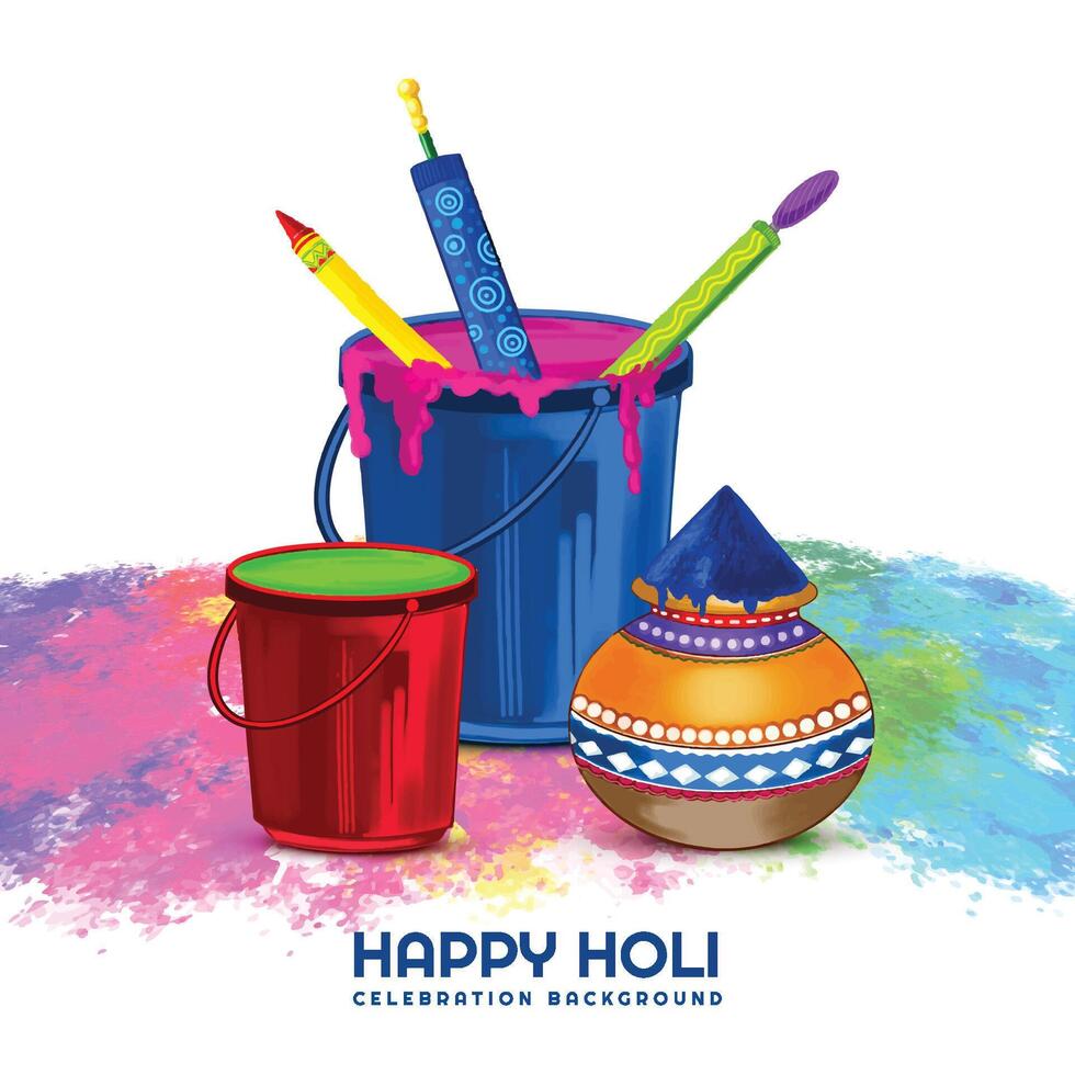Happy holi indian festival colorful celebration card background vector